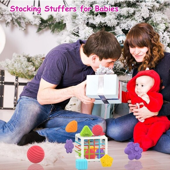 MINGKIDS Montessori cube Toys for 1 Year Old, Toy 6 Pc Multi Sensory Shapes. - Picture 5 of 8